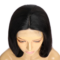 Perruque brésilienne abordable pour femmes noires, mélange de cheveux humains avec dentelle HD 5x5 pré-épilée, coupe courte bob bouclée ou lisse, avec closure 4x4