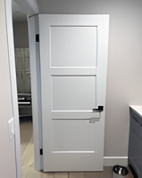 Porte intérieure de style Shaker moderne à 5 panneaux, en bois massif apprêté blanc, pré-montée pour chambre à coucher, maison et décoration