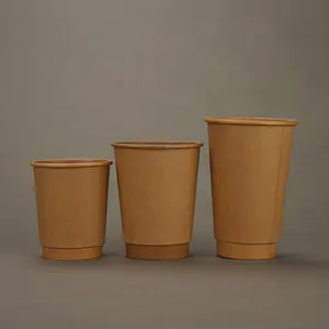 Wholesale Custom Printed Single/Double/Ripple Wall Recycled Kraft Paper Coffee Cups With Lids For Hot Drinking