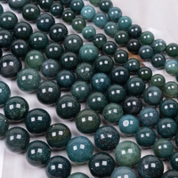 Perles Rondes en Agate Mousse Naturelle en Gros 6mm 8mm 10mm Fil de Pierres Précieuses Vertes pour Bracelet Collier Boucles d'Oreilles Fournitures DIY