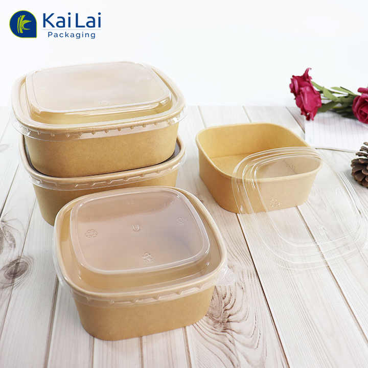 Disposable Rectangle Paper Bowl Wholesale Brown Kraft Rectangle Paper ...