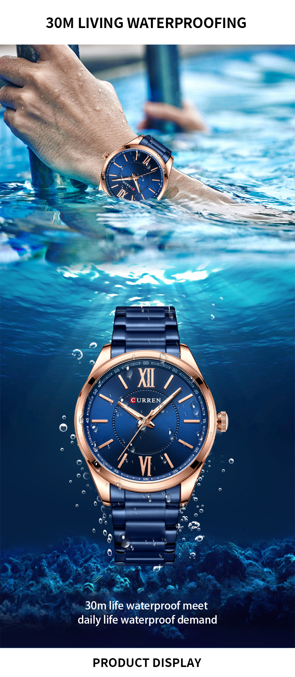 CURREN 8423 Simple Business Quartz Watches Gold Colour Classic Stainless Steel Wristwatches with Luminous Hands Male Clock