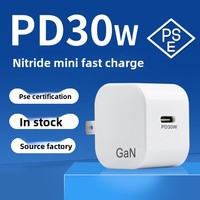 Pengisi Daya USB-C Gallium Nitride PD30W untuk Ponsel, Tablet & Komputer - Adaptor PSE dengan Pengisian Cepat PPS 3.3-11V