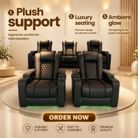 Fauteuil de cinéma électrique moderne de luxe pour intérieur, en cuir véritable noir, fauteuil inclinable individuel, canapé de cinéma maison