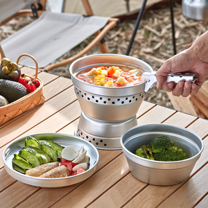 Ensemble de 8 casseroles de pique-nique en aluminium anodisé, vente chaude, avec <span class=keywords><strong>poignée</strong></span> pliable - Product Image 4
