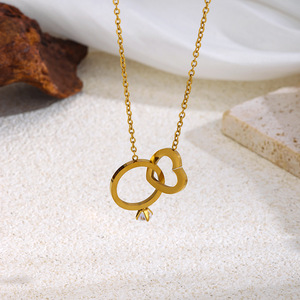 Nuevo Collar con Colgante en Forma de Corazón con Circonita, Estilo Minimalista, Cadena de Bambú, Acero Inoxidable, Apto para <span class=keywords><strong>Mujeres</strong></span>, a la Moda, Estilo <span class=keywords><strong>Instagram</strong></span> - Product Image 4