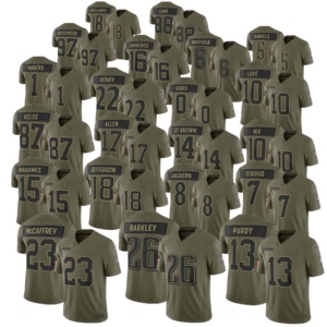 Maillot de football américain de haute qualité, hommage aux services militaires, avec logo, cousu, pour Barkley, Mahomes, Purdy, Barkley, Gibbs, <span class=keywords><strong>Allen</strong></span> - Product Image 1