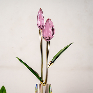 Nueva Decoración de Mesa de Flores de <span class=keywords><strong>Cristal</strong></span> de Alta Gama, Tulipán Rosa con Botella, Regalo de San Valentín, Recuerdo de Boda WDY0430 - Product Image 2