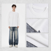 Haut à manches longues personnalisé pour homme, col rond, coupe oversize, noir, pour le streetwear, vente en gros, 100% coton uni, fabrication OEM ODM