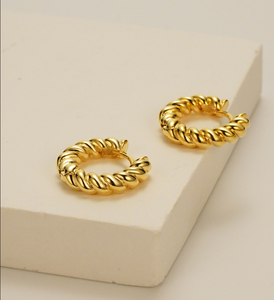 Orecchini a Cerchio Intrecciati Placcati Oro 14k Stile <span class=keywords><strong>Roma</strong></span>, Vendita Calda - Product Image 5