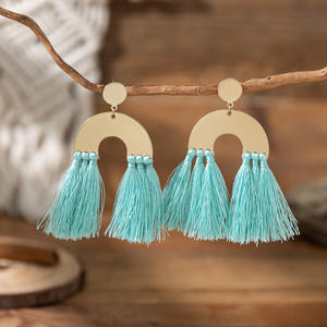 Pendientes tejidos pieza de cobre en forma de U pendiente exagerado joyería de estilo Retro bohemio para mujeres Uionen 1006 - Product Image 5