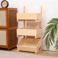 Mini panier de rangement multicouche en bois de pin sculpté pour maison de poupée, organisateur, accessoire de décoration, outils