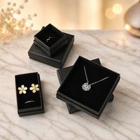 Boîte cadeau de luxe en carton noir pour collier, avec emplacement pour bague et boucles d'oreilles, pour vente en gros