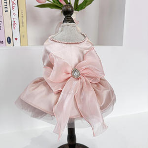 Robe tutu pour <span class=keywords><strong>chien</strong></span> Qbellpet pour petits chiens et chats, tenue en tulle rose princesse, nœud, respirante, costume de fête pour animaux de compagnie, robe de mariage pour animaux de compagnie - Product Image 4