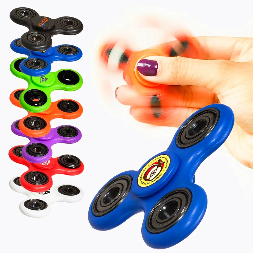 Fashion fancy oem logo solid color triangle built in bearings fingertip toys fidget gadget hand cool plastic spinner