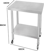 Table de cuisine commerciale avec 4 roues, plan de travail pour la préparation des aliments, table de préparation en acier inoxydable pour la cuisine
