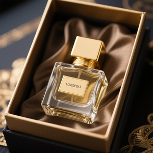 Custom Clear Square <b>Perfume</b> Glass <b>Bottle</b> 30ml 50ml 100ml <b>Perfume</b> <b>Bottle</b> with Gold Cap Gift Box - Product Image 1