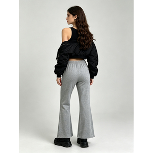 Women High Waist Flare Sweatpants Elastic Drawstring Waist <strong>Jersey</strong> Bootcut <strong>Trousers</strong> Soft Stretch Casual Pants Custom Wholesale - Product Image 3