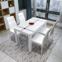 Table à manger moderne et simple en verre trempé pour petit appartement, connexion double face, ensemble de table et de chaises pour la maison