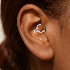 Single S925 Sterling <b>Silver</b> Moissanite Ear Cuff Daith Rook <b>Nose</b> <b>Ring</b> Hypoallergenic Lightweight Stylish Minimalist Jewelry Gift - Product Image 5