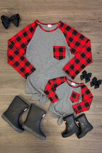 ベビー服ヒョウママと私マッチングシャツチェック柄スリーブ女の子のための冬のシャツ - Product Image 3