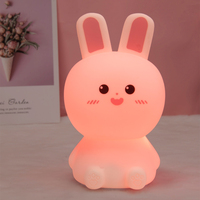 Lampe de nuit en silicone en forme de lapin mignon, LED, commande tactile, rechargeable, à intensité variable, lampe en forme de lapin, cadeau pour la chambre d'enfant, la crèche