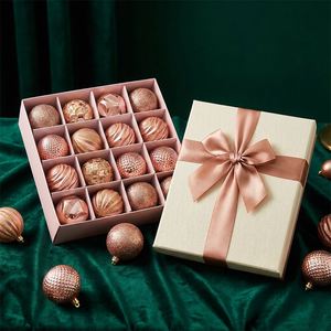 12 Boules de Noël Or Rose 8cm Incassables, Ensemble de Décorations de Fêtes avec 6 Textures pour Arbre de Noël - Product Image 1