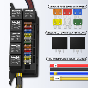 Boîtier de fusibles et de relais pré-câblé 11 voies 12V étanche pour automobile avec 6 prises de relais 4 broches et 11 emplacements de fusibles ATC/ATO - Product Image 3