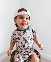 Combinaison bébé en bambou pliable personnalisée à manches longues, combinaison une pièce pour enfants, pyjama unisexe pour nouveau-né avec fermeture éclair inversée