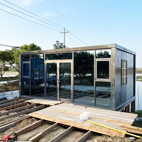 Maison préfabriquée modulaire en conteneur avec verre trempé pour immeuble de bureaux, taille personnalisée, structure en acier galvanisé