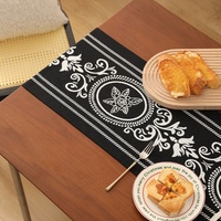 Richesbase nouveau Boho Floral 100% coton chemins de table bohème noir blanc réversible commode écharpe nappe pour fête de vacances