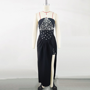 Femmes minceur sans bretelles sans manches fendu dame robes épissé diamants Patchwork plis <span class=keywords><strong>femme</strong></span> <span class=keywords><strong>soirée</strong></span> vêtements pour <span class=keywords><strong>femme</strong></span> - Product Image 6
