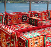Canapé marocain en forme de U, assise au sol, fait main, avec ottoman, style traditionnel