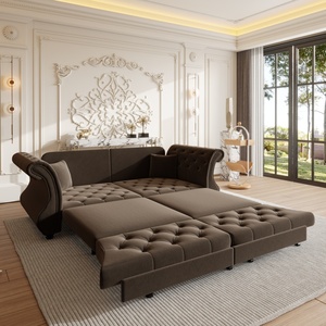 Canapé-lit Chesterfield classique de 83,8 pouces en velours, <span class=keywords><strong>convertible</strong></span> avec capitonnage floral, design intemporel, canapé-lit durable - Product Image 1