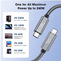 Câble USB4 Type C vers C 40 Gbps 8K 60 Hz 240 W PD Charge Rapide USB4.0 pour Thunderbolt 3 4 Câble de Données USB