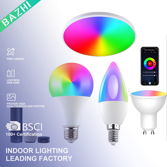 RGBRW Smart LED Bulb WiFi App Control Alexa Voice E14/E27 Modern Energy Saving Graffiti Timing Cross-Border Lighting
