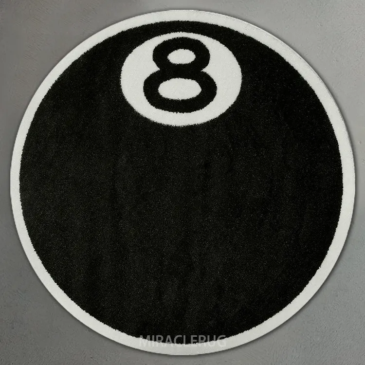 Mini tamanho preto bola redonda tapetes espaço personalizado temático tapete do miúdo bonito Piscina da criança 8ball Mat do jogo Design personalizado