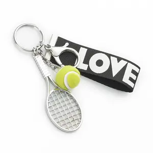 运动教练个性化礼品名称标签包魅力迷你球拍帕德尔绿色蓬松金属钥匙圈定制球网球钥匙扣
