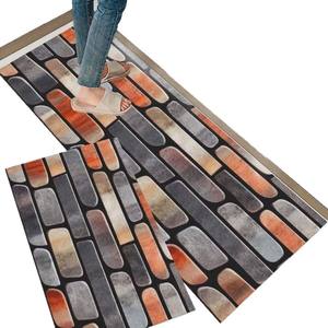 Ensemble de tapis de cuisine Temu, 3 pièces, rectangulaires, patchwork, antidérapants, absorbants l'huile et l'eau, faciles à nettoyer, en fibre de polyester - Product Image 4