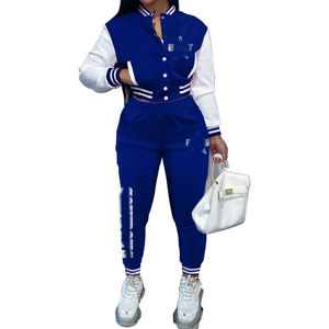 Uniformes deportivos personalizados de talla grande para <span class=keywords><strong>mujer</strong></span>, chándal de béisbol con botones y Chaqueta larga y pantalones, conjunto de dos piezas para <span class=keywords><strong>mujer</strong></span> con estampado - Product Image 1