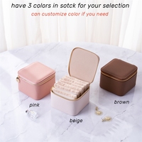 Boîtes de rangement portables personnalisées avec logo, petite boîte de rangement à fermeture éclair, étui de voyage en cuir PU avec pochette en velours