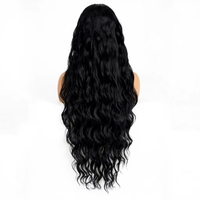 Perruque en dentelle de haute qualité en gros |   Perruque noire longue, droite/bouclée, avec frange à la coudure libre |   Haute capacité, facile à porter