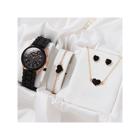 5 pièces ensemble montre de luxe femmes anneau collier boucles d'oreilles strass mode montre-bracelet femme décontracté dames montres Bracelet ensemble horloge