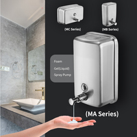 Distributeur de savon liquide mural en acier inoxydable 304, noir poli, pour cuisine, hôtel, chrome