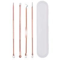 4 Pcs Dual Ends Blackhead Remover Pimple Comedone Extractor Acne Whitehead Blemish Kit avec étui portable pour l'utilisation du visage
