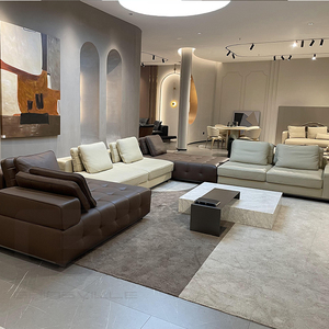 Proveedor de muebles de diseño italiano moderno Sofá de cuero de diseño grande de esquina en forma de L Sofá italiano de lujo - Product Image 6