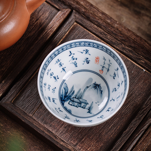 Zhong's fornace tazza da tè in ceramica Jingdezhen Kung Fu Set da tè Chai forno tazza blu e <span class=keywords><strong>bianca</strong></span> tazza di <span class=keywords><strong>porcellana</strong></span> dipinta a mano con confezione regalo - Product Image 3