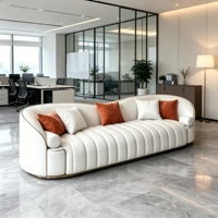 BIAOGUAN Ensemble de canapés modulaires de bureau modernes en cuir synthétique de luxe, rembourrés, avec éponge haute densité et contreplaqué écologique