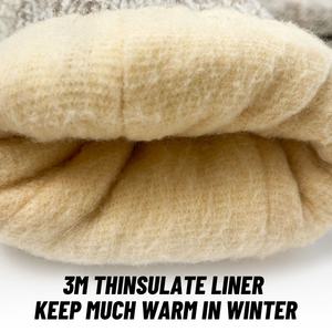 7G Double Couche Brun Pu Placage Couche Extérieure Laine Doublure Coton Épais Laine Gants - Product Image 6