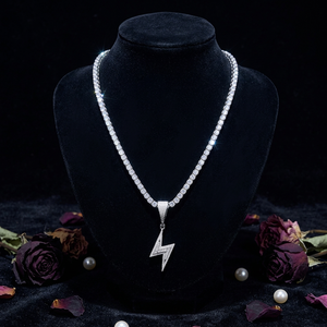 Pendentif Éclair en Argent 925 avec Micro-Pavé de Moissanite, Collier Hip Hop Rock, Bijoux - Product Image 4